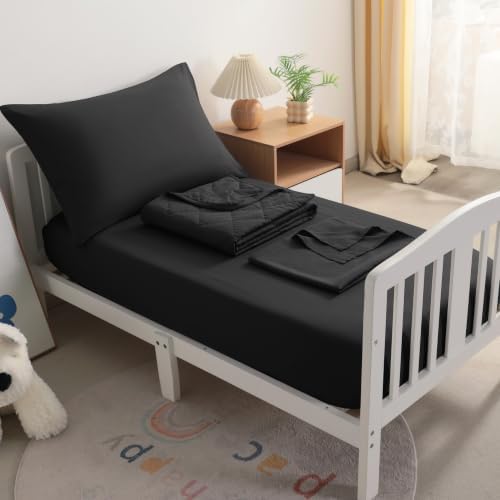 BEDSUM 4pc Toddler Cooling Bedding Set, Rayon Made from Bamboo - Image 6