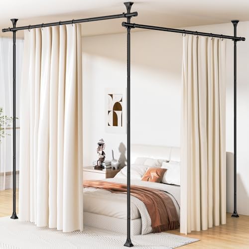 Room Divider Curtain Rod No Drilling, Adjustable 4-10ft 28-114in by ABIGLIFTY