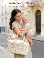 Quilted Floral Diaper Caddy Organizer, Nursery Storage Basket - Image 4