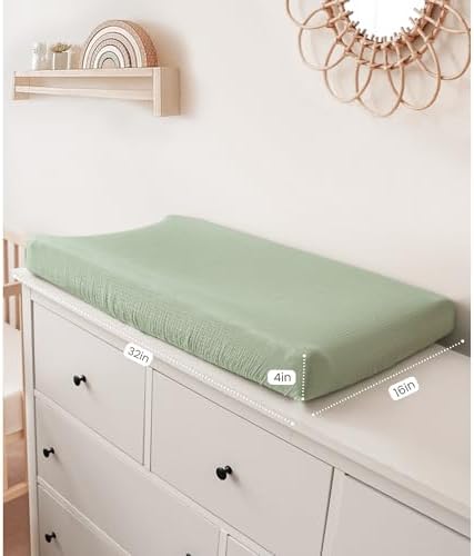 Konssy 100% Cotton Muslin Changing Pad Cover 2 Pack - Image 5
