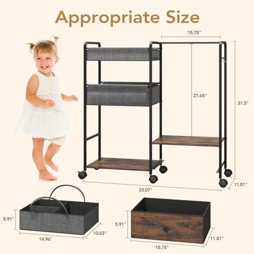 BBLIKE Diaper Caddy Organizer, Baby Storage Cart - Image 3