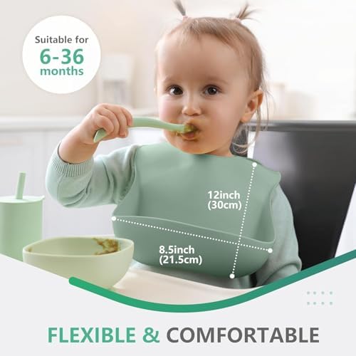 Cuddle Campus Set of 3 Silicone Bibs, Soft Adjustable Bibs - Image 3
