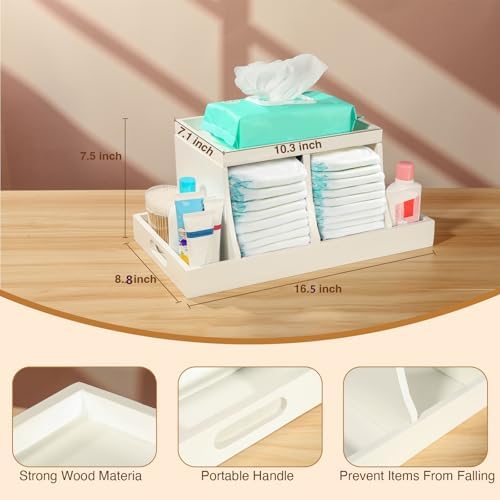 Three colors Diaper Organizer, Wooden Diaper Caddy Organizer, Changing Table - Image 4