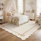 Garvee Scalloped Bow Rug for Living Room Washable Solid Beige 8x10 Area Rug - Image 3