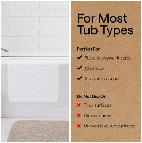GORILLA GRIP Bath Tub Shower Mat, Bathtub Floor Liner, 35x16 White 2 Pack - Image 5