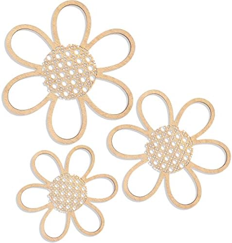 Maitys 3 Pcs Boho Wood Daisy Flower Wall Decor by Maitys