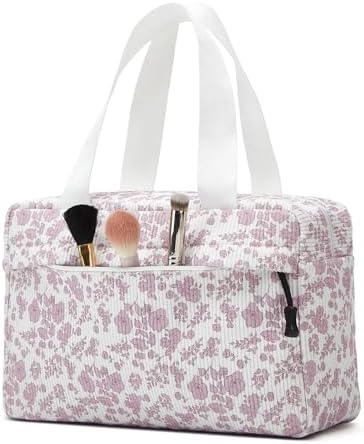 Large Makeup Bag for Women Corduroy Cosmetic bag Make up Bags Zipper Pouch - Image 2
