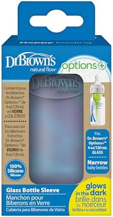 Dr. Brown's Options+ Narrow Glass Bottle Sleeve, 100% Silicone, Glow-in-the-Dark - Image 2