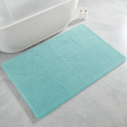 Polyester Bathroom Rug 36"x60" Aqua Haze, Large Soft Bath Mat by Kildoss