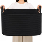 96L Woven Laundry Basket with Handles, Extra Blanket Basket by HZFTJOY