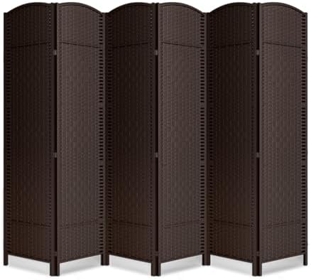 6 Panel Folding Room Divider, Woven Privacy Screen by cocosica