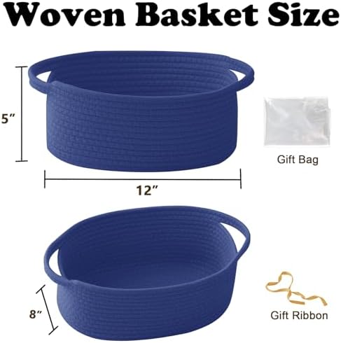 Royal Blue Woven Rope Basket, Baby Gift Basket - Image 2