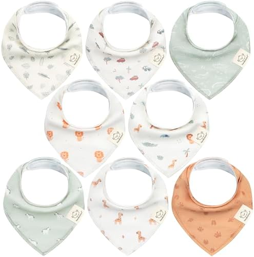 8pk Organic Baby Bandana Bibs for Drooling and Teething by KeaBabies