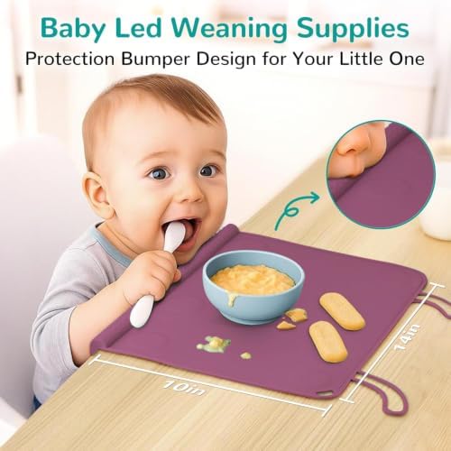 Silicone Placemat for Babygirls Eating-Out: Wipe Clean & Roll up for Outdoor - Image 2