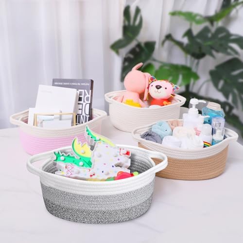 ABenkle Small Basket with Handles, Boho Decorative Rope Woven Dog Cat Toy - Image 4