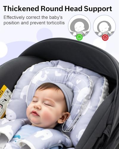 Infant Car Seat Insert with Extra Headrest, Baby Car Seat Head Support - Image 3