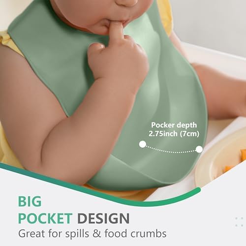 Cuddle Campus Set of 3 Silicone Bibs, Soft Adjustable Bibs - Image 4