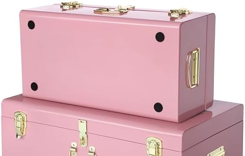 Vixdonos Decorative Large Metal Box Storage Trunk Chest Set of 2 College Dorm - Image 3