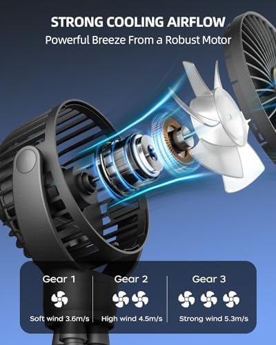 Portable Stroller Mini Fan, Small Rechargeable Personal Fan, Baby Travel - Image 3