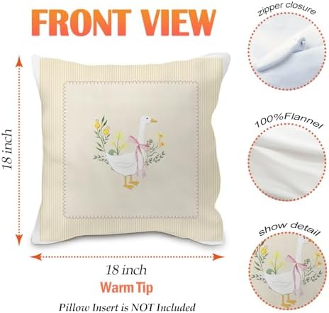 Coquette Pink Bow Floral Goose Pillow Covers 18x18, Goose Nursery Decor - Image 5