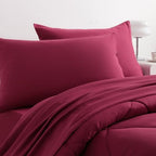 NTBAY Twin Microfiber Bed in a Bag, Comforter Set 5 Piece, Wine Red - Image 6