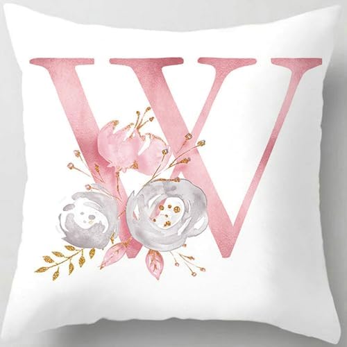 Pink Throw Pillow Covers Cute Alphabet Decorative Cushion Covers Square Letter by TillskuchThrowPillowCovers