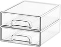 Yieach 2.2'' Tall Small Clear Stackable Storage Drawers, 2 Pack Stacking by Yieach