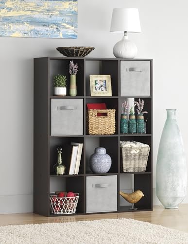 Whitmor 12 Cube Bookcase, 4 Tier Stackable MDF Bookself, Open Storage Display - Image 2