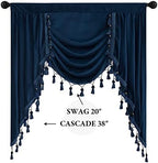 StangH Navy Blue Velvet Waterfall Valances W39 inches, 1 Panel - Image 2