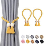 NICEEC 2 Pack Wooden Ball Magnetic Curtain Tiebacks Boho Home Decor Drape Tie by NICEEC