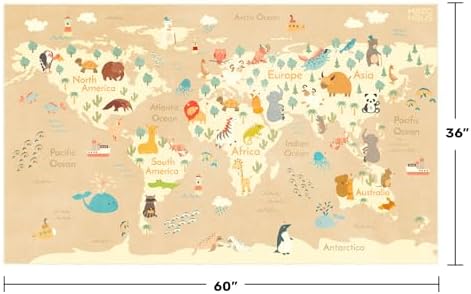 Hazo Haus 3x5 Animal World Map Bedroom Rug - Image 2