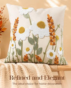 Embroidered Throw Pillow Cover, 18x18 Inch, Fall Wildflower - Image 5