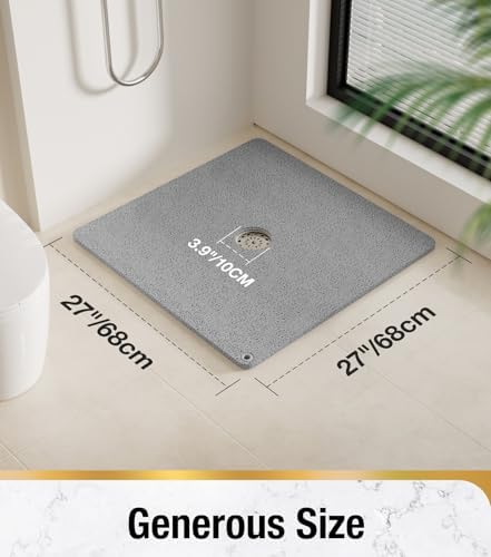 HITSLAM Square Loofah Shower Mat, 27x27 Inch Non Slip Bath Mat - Image 2