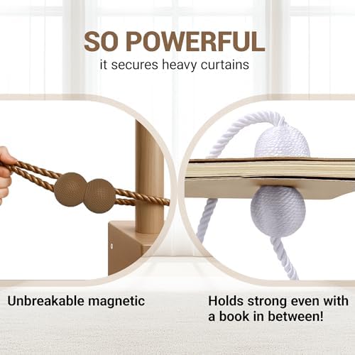 Hion Magnetic Curtain Tiebacks Dark Brown 4pcs, Curtain Holdbacks Hooks - Image 5
