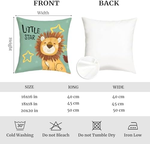 16x16 Set of 4 Kids Cartoon Animals Throw Pillow Cushion Covers - Image 7