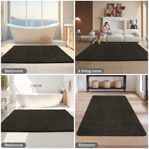 Yeaban Chocolate Brown Bathroom Rug 40"x60", Non-Slip Rubber Backing - Image 5