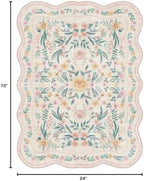 Pink Floral Rug 3X5 for Girls Bedroom or Nursery, Scalloped Washable Non-Slip - Image 2