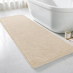 Polyester Bathroom Runner Rug 24"x60" Beige, Soft Shaggy Bath Mat by Kildoss