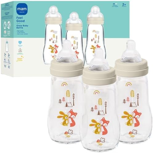 MAM 9oz Pure Glass Feel Good Anti-Colic 2+ Months Baby Bottle by MAMBabyUSA