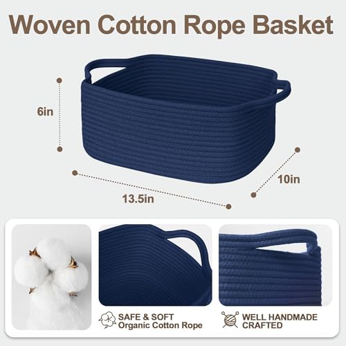 Cute Blue Woven Basket, Empty Gift Basket - Image 2