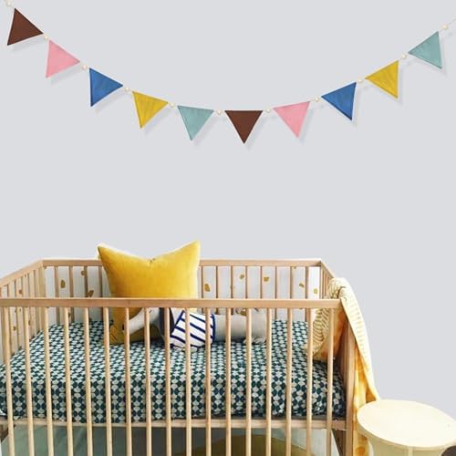 2 Sets of Wood Beads Boho Pennant Banner 20pcs Retro Colored Nursery Garland - Image 5