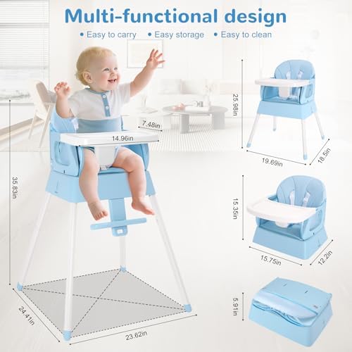 4 in 1 Portable Baby Highchair Convertible High Chair - Image 6