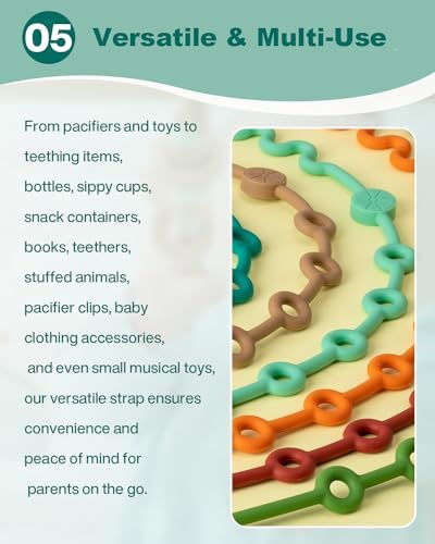LittleHugs Toy Straps for Baby, Silicone Tether Pacifier Clip, No Throw Travel - Image 4