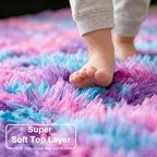 Amdrebio Pink Blue Purple Big Shaggy Rug 6x9 - Image 5