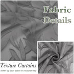 Lecloud Leia Charcoal Grey Sheer Kitchen Curtains 36 Inch Length 2 Panels - Image 4