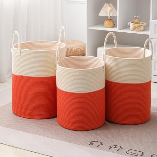 Woven Laundry Hamper Tall Rope Storage Basket - Image 5