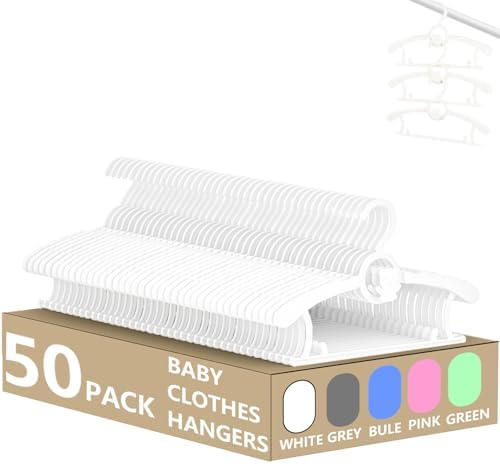 Baby Clothes Hangers 50 Pack, Plastic Kids Hangers Space Saving by HGYZE