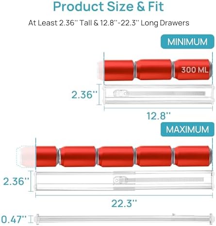 Vtopmart 2.36" Short Upgrade Drawer Dividers 12.8"-22.3" Expandable 8 Pack - Image 6