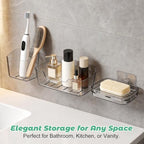 Wakauto 4 Pack Clear Wall Mounted Bath Toy Organizer & 2 Soap Dishes - Image 6