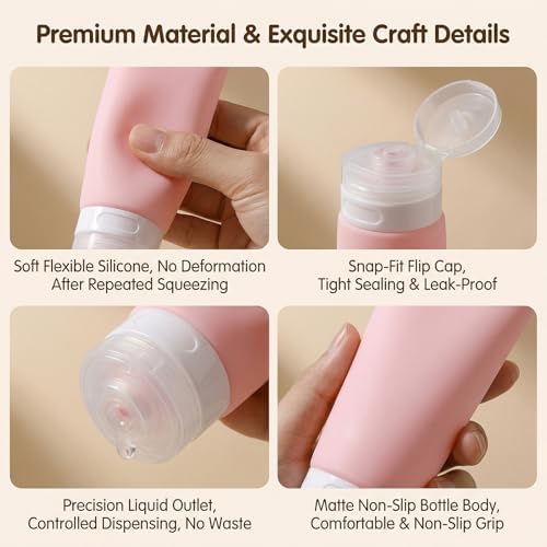 3PCS 60ml/2oz Empty Refillable Pink Soft Silicon Squeeze Tube Portable Travel - Image 4